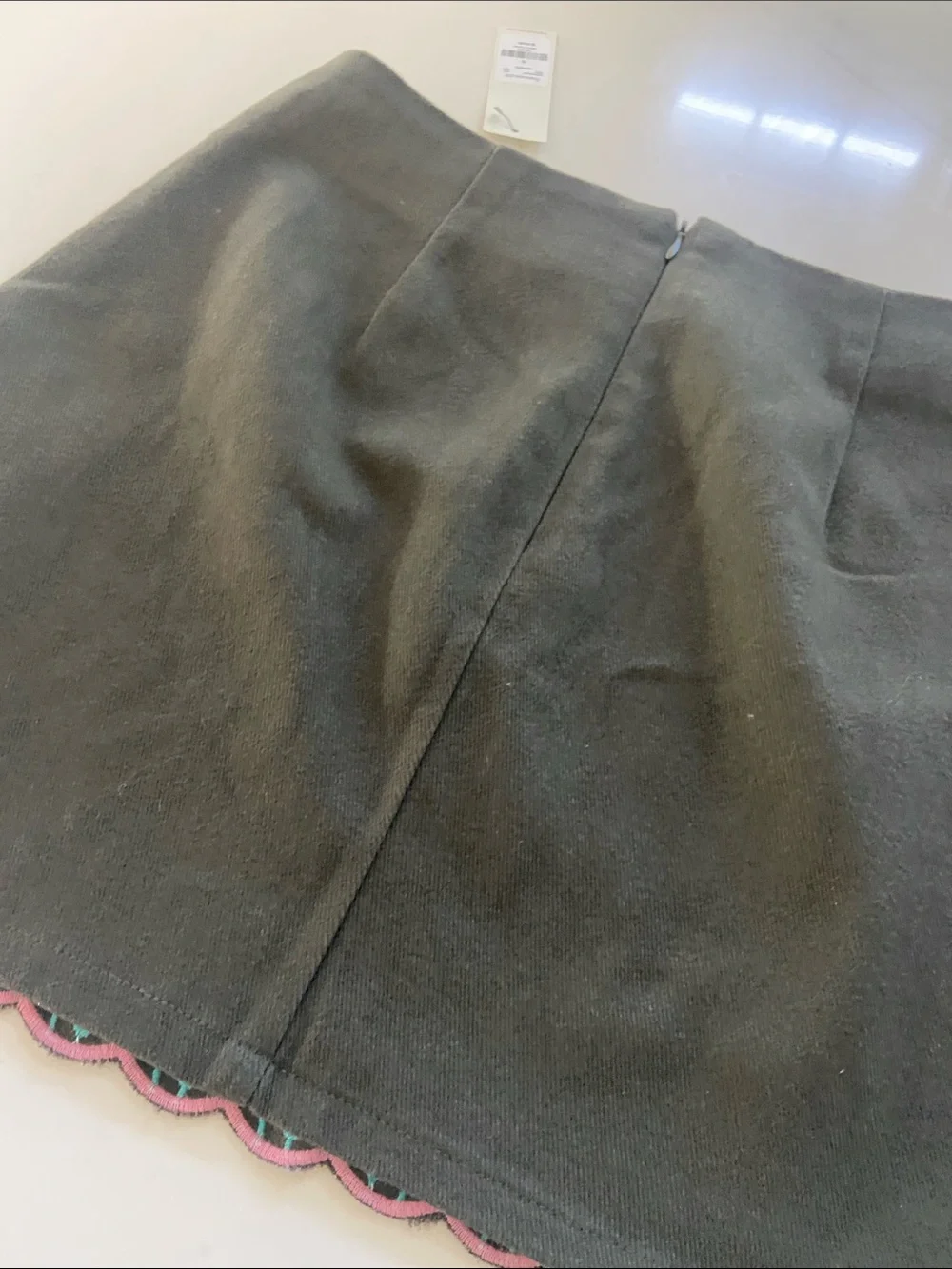 miami Black Embroidered Mini Skirt with Pink & Teal Floral Motif